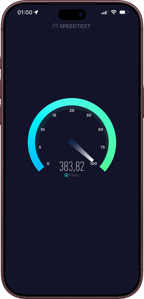 Speedtest на iPhone с включённым VPS