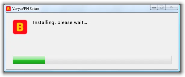 The VanyaVPS installer on Windows 7 with its progress bar