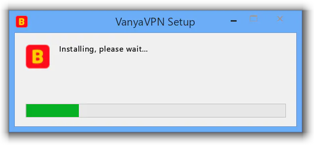 The VanyaVPS installer on Windows 8 with its progress bar